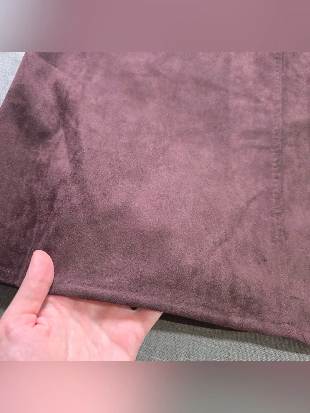 Max Studio London Faux Suede A-Line Midi Skirt Plum Brown Womens Size Large